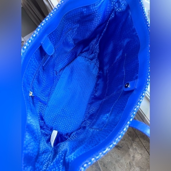 Kate Spade Blue White Striped Straw Wicklow‎ Court Anabette Large Tote Bag Purse - Picture 5 of 11